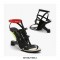 Peep Toe Retrofuturistic Metal Strange Heels Ankle T-Straps Sandals - Black White