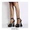 Bowling Round Heels Platform Ankle Straps Peep Toe Pumps  - Black