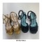 Faux Pearl Decorated Chunky Heels Peep Toe Ankle Straps Platform Sandals - Gold
