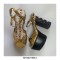 Faux Pearl Decorated Chunky Heels Peep Toe Ankle Straps Platform Sandals - Gold