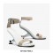 Peep Toe Retrofuturistic Metal Strange Heels Ankle Straps Sandals - Apricot