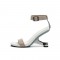 Peep Toe Retrofuturistic Metal Strange Heels Ankle Straps Sandals - Apricot
