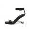 Peep Toe Retrofuturistic Metal Strange Heels Ankle Straps Sandals - Black