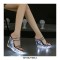 Light Up Peep Toe Ankle Strap Rhinestones Glowing Platform Night Wedge Sandals - White