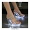 Light Up Peep Toe Ankle Strap Rhinestones Glowing Platform Night Wedge Sandals - White