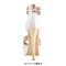 Peep Toe Stiletto Heels Ankle Buckle Double Golden T Straps Sandals - White Faux Leather
