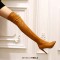 Peep Toe Stiletto Heels Thigh Thigh Over The Knee Boots - Brown Patent