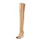 Peep Toe Stiletto Heels Thigh Thigh Over The Knee Boots - Apricot Tan Patent