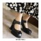 Square Toe Chunky Heels Buckle Straps Platforms Mary Janes Shoes - Black