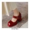 Square Toe Chunky Heels Buckle Straps Platforms Mary Janes Shoes - Red