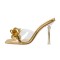 Open Square Toe Stiletto Heel Slip On Transparent Clear Sailing Knot Summer Sandals - Gold PVC Patent