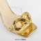 Open Square Toe Stiletto Heel Slip On Transparent Clear Sailing Knot Summer Sandals - Gold PVC Patent
