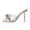 Open Square Toe Stiletto Heel Slip On Transparent Clear Sailing Knot Summer Sandals - Silver PVC Patent