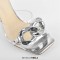 Open Square Toe Stiletto Heel Slip On Transparent Clear Sailing Knot Summer Sandals - Silver PVC Patent