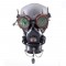 Rivet Decorated Skull Chain Steampunk Gothic Punk Gas Mask with Goggles - Black