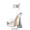 Bowling Round Heels Platform Peep Toe Pumps Ankle LaceUp Sandals  - Silver