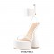 Bowling Round Heels Platform Round Toe Pumps Ankle LaceUp Sandals  - White