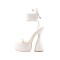 Bowling Round Heels Platform Round Toe Pumps Ankle LaceUp Sandals  - White
