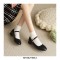 Round Toe Mary Janes Buckle Straps Pretty Flat Shoes - Black