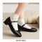 Round Toe Mary Janes Buckle Straps Pretty Flat Shoes - Black