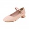 Round Toe Mary Janes Buckle Straps Pretty Flat Shoes - Pink