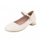 Round Toe Mary Janes Buckle Straps Pretty Flat Shoes - White