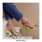 Platform Peep Toe Flowers Wedge Ankle Strap Sandals  - Green