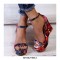 Platform Peep Toe Flowers Wedge Ankle Strap Sandals  - Red