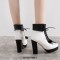 Round Toe Lace Up Cuban Heels Ankle High Platforms Bowtie Decorated Anime Boots - Black