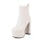 Round Toe Zipper Platforms Ankle Highs Chunky Heels Crocodile Pattern Boots - Beige Faux Leather