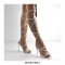 Stiletto Heels Crystal Gladiator Strap Square Toe PVC Sandals - Gold