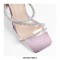 Stiletto Heels Crystal Gladiator Strap Square Toe PVC Sandals - Gold