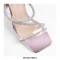 Stiletto Heels Crystal Gladiator Strap Square Toe PVC Sandals - Silver
