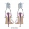 Stiletto Heels Crystal Gladiator Strap Square Toe PVC Sandals - Silver