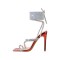 Stiletto Heels Crystal Gladiator Strap Square Toe PVC Sandals - Red