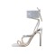 Stiletto Heels Crystal Gladiator Strap Square Toe PVC Sandals - Silver