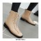 Round Toe LaceUp Vintage Punk Rock Crosstied Patent Boots - Beige