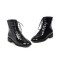 Round Toe LaceUp Vintage Punk Rock Crosstied Patent Boots - Black