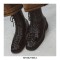 Round Toe LaceUp Vintage Punk Rock Crosstied Patent Boots - Black