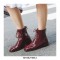 Round Toe LaceUp Vintage Punk Rock Crosstied Patent Boots - Wine Red