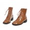 Round Toe LaceUp Vintage Punk Rock Crosstied Patent Boots - Yellow