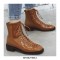 Round Toe LaceUp Vintage Punk Rock Crosstied Patent Boots - Yellow