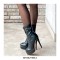 Round Toe Stiletto Heels Lace Up Side Zipper Platforms Ankle Highs Buckle Straps Boots - Black