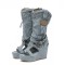 Peep Toe Wedges Ankle High Western Retro Cowboy Boots - Blue Flock