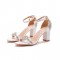 Peep Toe Ankle Buckle Straps Rhinestones Chunky Heels Wedding Dorsay Pumps - White