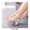 Peep Toe Ankle Buckle Straps Rhinestones Chunky Heels Wedding Dorsay Pumps - White