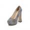 Round Toe Chunky Heels Platforms British Style Pumps - Black