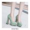 Round Toe Chunky Heels Platforms British Style Pumps - Silver