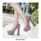 Round Toe Chunky Heels Platforms British Style Pumps - Silver