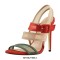 Peep Toe Stiletto Heels Ankle Buckle Straps Slingback Transparent Flock Sandals  - Red